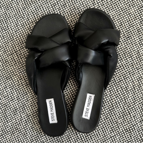 Steve Madden Shoes - Steve Madden Georgina Faux Leather Flat Sandals